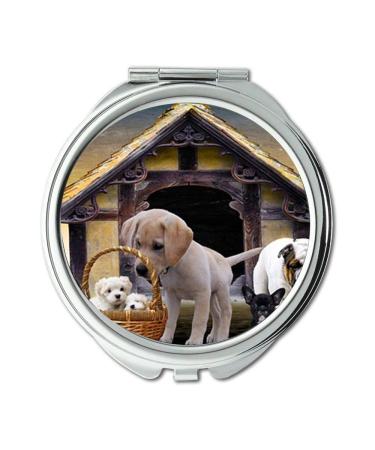 Mirror Compact Mirror Animals Dogs Puppies Dog Kennel Cute Puppy Family pocket mirror portable mirror