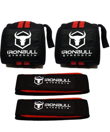 Iron Bull Strength Wrist Wraps & Lifting Straps Combo