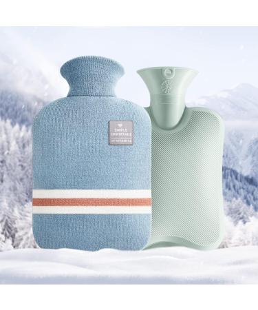 Large 2L Hot Water Bottle with Knitted Cover - Pain Relief & Comfort | Ideal Gift for Men Women & Kids - Blue & Green - Buy Online on GoSupps.com