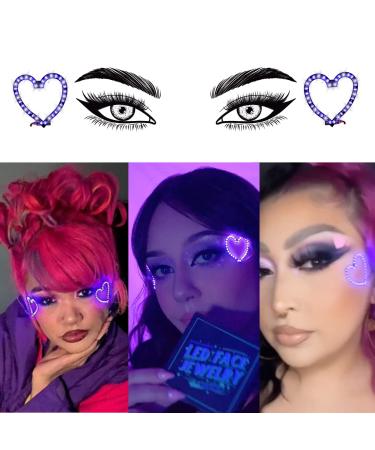 Neon Cowboys LED Face Jewelry Sticker Gems - Purple Hearts | Light Up Face & Skin Accessories - Buy Online on GoSupps.com