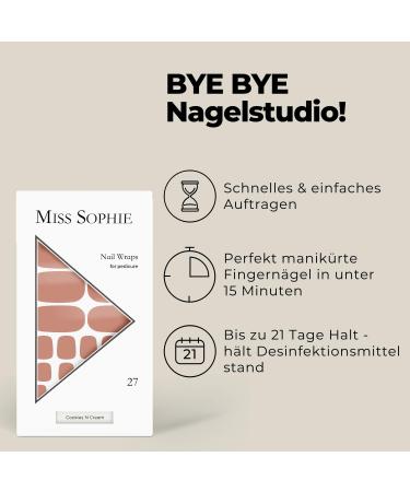 Original Miss Sophie Pedi Wraps | Cookies N Cream Pedicure | 27 Ultra-Thin Nail Polish Stripes for Natural & Gel Nails | Perfect for Home Manicure - Buy Online on GoSupps.com