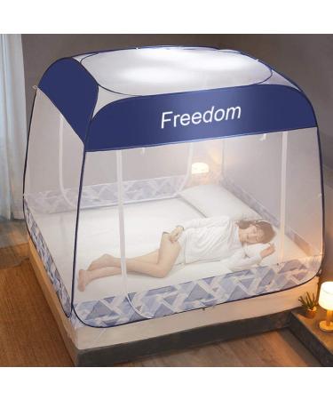 Pop-Up Mosquito Net Tent Canopy for Beds - Self-Standing Camping Tent with Enclosed Bottom - Portable Design for Baby and Adults - Blue Queen Size - Buy Online on GoSupps.com