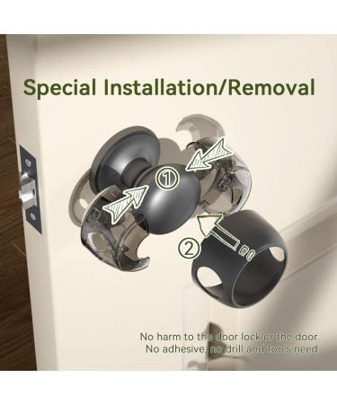 EUDEMON 4 Pack Door Knob Safety Covers - Childproof Lock for Kids - Clear-Black - Buy Online on GoSupps.com
