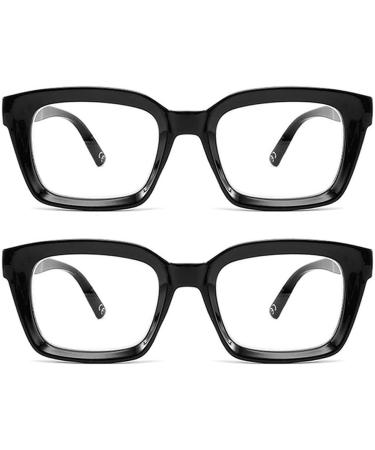 Hubeye 2 Pairs Retro Oversized Large Frame Reading Glasses | Blue Light Blocking Computer Reader | Oprah Style | Black Square Fashion | Men Women | +2.0 Dioptres - Buy Online on GoSupps.com