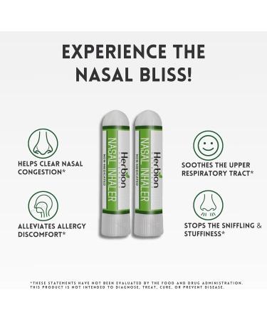 HERBION Naturals Nasal Inhaler Natural Relief for Nasal Congestion & Sinus Pressure Non-Medicated Sticks with Essential Oils Menthol Eucalyptus Clove Soothing Vapor Easy Breathing Pack of 2 2 Count (Pack of 1) - Buy Online on GoSupps.com