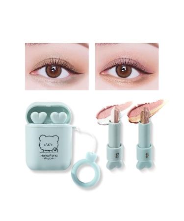 LAMUSELAND Glitter Eyeshadow Stick  2pcs/set Matte Cream Nude Double Colors Eyeshadow Pencil  Shimmer Gradient High Pigment Long Lasting Eyeshadow Makeup (B)