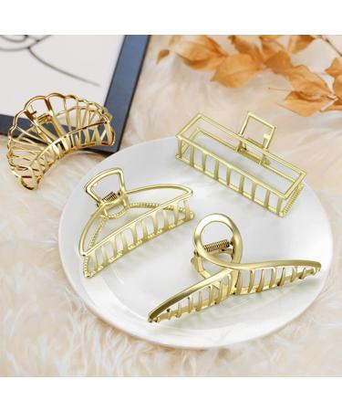 Belicoo 4 Pack Large Gold Hair Claw Clips for Women - Non-Slip Metal Hair Accessories for Thick Hair - Hair Catch Clips for Girls - Buy Online on GoSupps.com