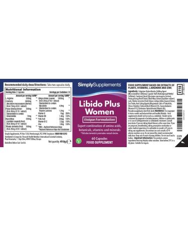 Libido Plus For Women | Suitable for Vegans & Vegetarians | 60 Capsules Up to 1 Month of Benefits | Made in the UK - Buy Online on GoSupps.com