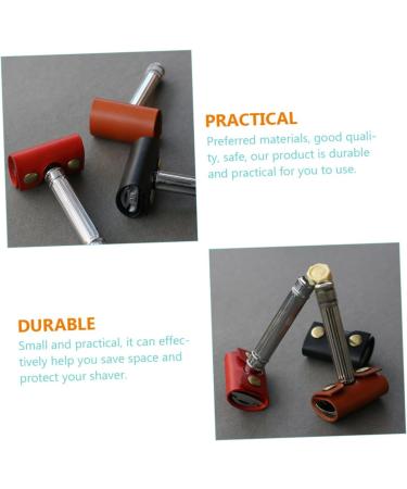 Stahad Portable Leather Shaving Bag - Travel Razor Cover & Shaver Shell - 2 Pieces Brown Synthetic Leather 8.5x4.5cm - Buy Online on GoSupps.com