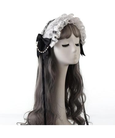 COSDREAMER Girl Headwear Maid Cosplay Headdress Lace bow tie Flower Headdress Black - Buy Online on GoSupps.com