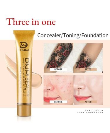 DNM Waterproof Full Skin Concealer Foundation Cream - Color 218 | Correct Scars, Acne, Spots, Tattoo | Under-eye Cover-up - Buy Online on GoSupps.com