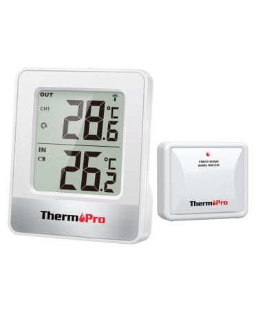 ThermoPro TP200 radio thermometer inside for 2 rooms room thermometer with outdoor sensor Temperature meter thermometer for interior outdoor spaces outside thermometer for garden animal stall greenhouse 868MHz - Buy Online on GoSupps.com