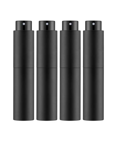 Tekson 4PCS 10ML Perfume Atomizer Travel, Refillable Cologne Containers, Dispenser Spray Empty Bottle for Mini Sprayer Size (Black) 4 black black-4pcs