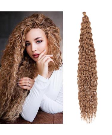 DSoar 30 inches 3 Packs deep twist crochet hair ocean wave curly bohemian crochet braids deep wave hair bundle synthetic hair extensions for women girls 30inch 27#