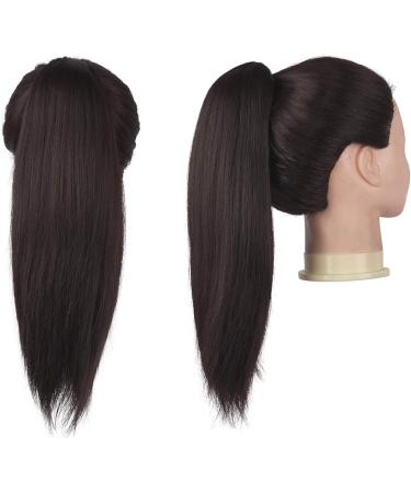 Ponytail Extensions 12 inch Straight Ponytail Extension Natural Long Ponytails Wrap Around Clip in Pony Tail Hair Piece Synthetic Hairpieces for Women(Black) 12INCHES Black - Buy Online on GoSupps.com