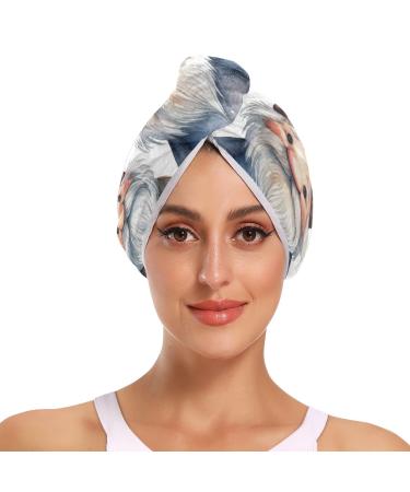 Two Old Dwarf Hair Towel 2 Pack Super Absorbent Hair Drying Towel Quick Dry Hair Turbans Head Towel with Button Twisty Wrap for Women Girls
