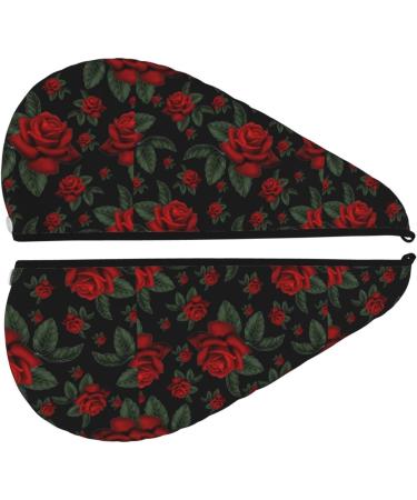 Ultra Plush Microfiber Hair Towel Wrap for Women - Ultra Absorbent Twist Turban for Curly Long & Thick Hair - Perfect Hair Drying Solution - Roses - Buy Online on GoSupps.com