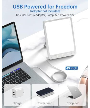 SUXIO 10000 Lux Light Therapy Lamp | Touch Control Daylight Happy Lamp | Portable with Memory Function | Lift Mood at Home/Office | USB-A - Buy Online on GoSupps.com