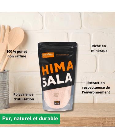 Purasana Sel Rose de l Himalaya Fin 100% Naturel & Non Raffin Riche en Min raux Recharge de 500 g Id al pour Assaisonnement & Cuisine Sel Rose de l'Himalaya 500g - Buy Online on GoSupps.com