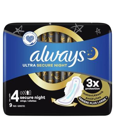 Always - 9X Ultra Sanitary Pad Secure Night with Wings - 1 Piece 4 size