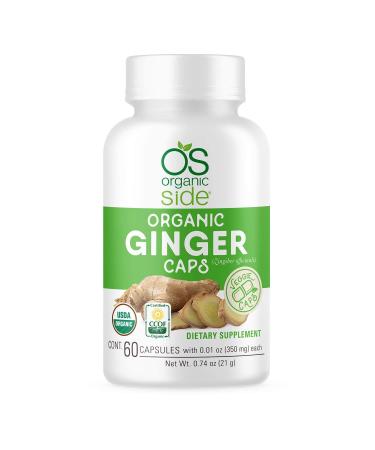 OS Organic Side | Organic Ginger Capsules | Digestive Health Support | USDA Certified Organic Non-GMO Vegan | 60 Easy-to-Swallow Capsules for Natural Wellness