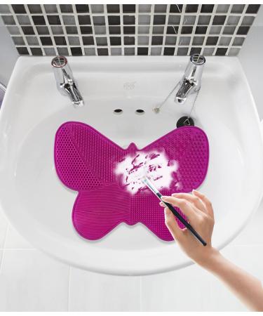 Silicone Makeup Brush Cleaner Mat - Big Size Portable Scrubber for Cosmetic Brushes - Rose Red - Buy Online on GoSupps.com