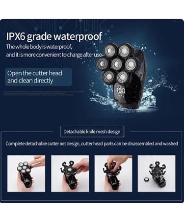 YKMYXZ 7D Electric Head Shaver 6in1 Shavers for Bald Men Electric Shaver Nose Hair Sideburn Trimmer Waterproof Wet - Buy Online on GoSupps.com
