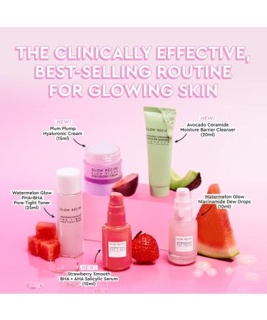 Glow Recipe Mini Travel Size Beauty Essentials Kit - Avocado Cleanser, Niacinamide Serum, Pore-Tight Toner, Salicylic Serum, Hyaluronic Cream (5 Count) - Buy Online on GoSupps.com