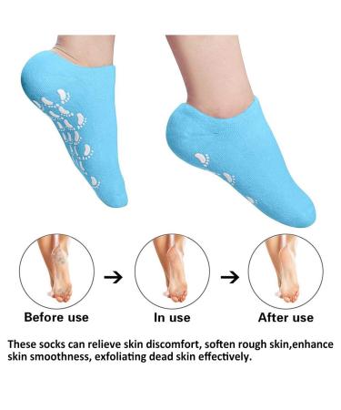 Moisturizing Gel Socks - 2 Pairs of Reusable Soft Socks with Essential Oil Treatment for Dry Skin Pink & Blue - Buy Online on GoSupps.com