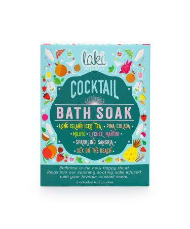 Laki Naturals Cocktail Bath Soaks - Relaxing Epsom Salt for Soaking for Muscle Recovery Hydrate Skin - Cocktail Scented Magnesium Bath Salts Gift Set with Hawaiian Sea Salt & Coconut Oil- 6 Pack
