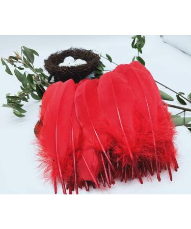 100pcs Red Goose Feathers 6-8 Inch - Ideal for Crafts, Wedding Decor, Clothing Accessories - Buy Online on GoSupps.com