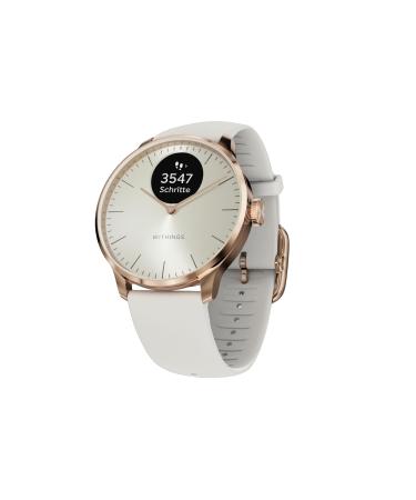 Withings Scanwatch Light - Hybrid Smartwatch 24/7 Heart monitoring activity tracking cycle tracking sleep monitoring Connected GPS 30 days of battery life Android & Apple Compatible Ros gold White