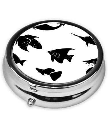 Black and White Fishround Pill Box 3 Compartment Organizer for Purse & Pocket | Portable Travel Pill Holder - Buy Online on GoSupps.com