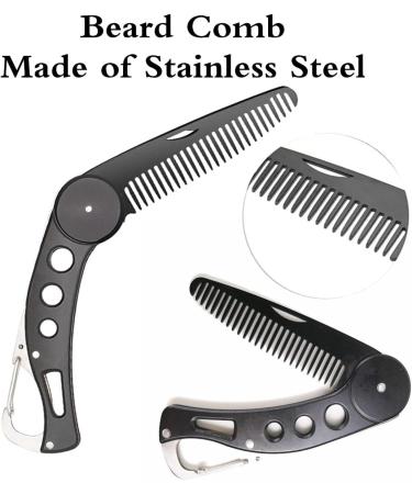 Stainless Steel Folding Beard Comb for Men - Anti-Static Pocket Comb for Beard and Mustache Styling - Buy Online on GoSupps.com
