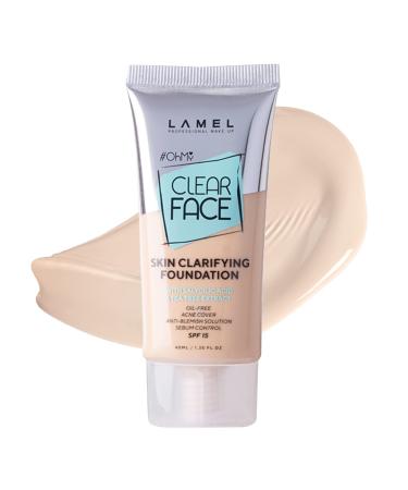 OhMy Clear Face Foundation - Acne Coverage - SPF-Enhanced Salicylic Acid & Tea Tree Extract - Dewy & Flawless Finish - Sensitive Skin Care - Organic & Oil-Free - 401 1.35 fl.oz soft beige - Buy Online on GoSupps.com