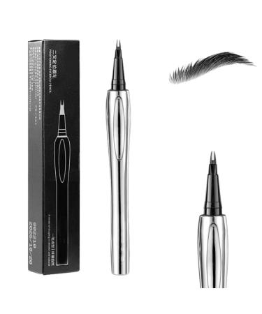 Cooklesa Eyebrow Cooklesa Upgraded Natural Waterproof Eyebrow Pen with Microfine Tip Two-Pronged Eyebrow Pencil Long-Lasting Natural 3D Waterproof Microblading Eyebrow Pen (Black)