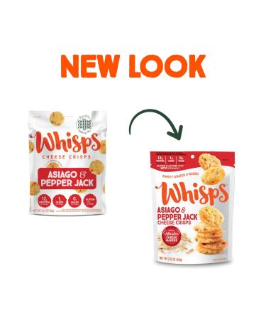 Whisps Asiago & Pepper Jack Cheese Crisps - Keto Snack, Gluten Free, Sugar Free, Low Carb, High Protein - 2.12oz (6 Pack) - Buy Online on GoSupps.com
