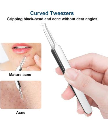 CGBE Pimple Popper Tool Kit - Blackhead Remover & Comedone Extractor for Pimples, Blackheads, Zits - Curved Tweezer for Forehead, Facial, Nose - Buy Online on GoSupps.com