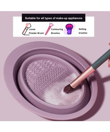 2 Piece Foldable Silicone Brush Cleaning Pad Set - Portable Tool for Makeup Brushes Sponges & Powders (Pink & Gray) - International Shipping Available - Buy Online on GoSupps.com
