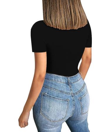 CLOZOZ Women's V-Neck Long Sleeve Top - Sexy Fitted Basic Tee | Black, X-Small - Buy Online on GoSupps.com