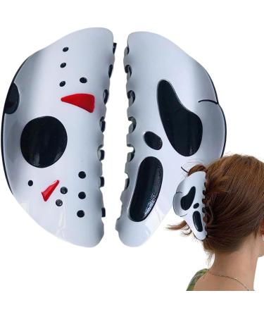 Halloween Hairpin 2PCS Funny Big Skull Ponytail Clip Hair Accessories Gothic Punk Rock Scream Hair Clip for Women Halloween Cosplay Party Favor Combination - Buy Online on GoSupps.com