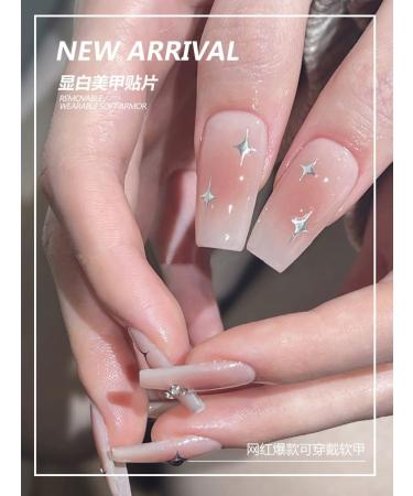 24Pcs/Set Press On Nails Long Star Dot Diamond False Nails Acrylic Fake Nails Full Cover Nails Tips Artificial Finger Manicure Press on nails for Women and Girls - Buy Online on GoSupps.com