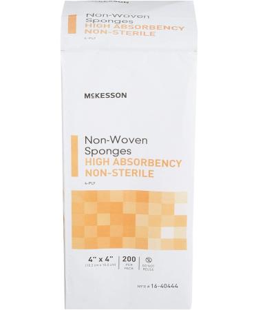 McKesson Non-Woven Sponges 4x4 Inch, 200 Count - High Absorbency, Polyester/Rayon, 4-Ply, Non-Sterile - Buy Online on GoSupps.com