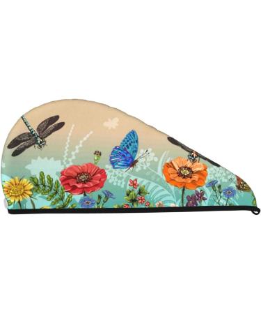 Colorful Plants & Insects Microfiber Hair Towel - Soft Super Absorbent Wrap for Long Curly & Thick Hair - Quick Dry Coral Velvet for Women - Buy Online on GoSupps.com