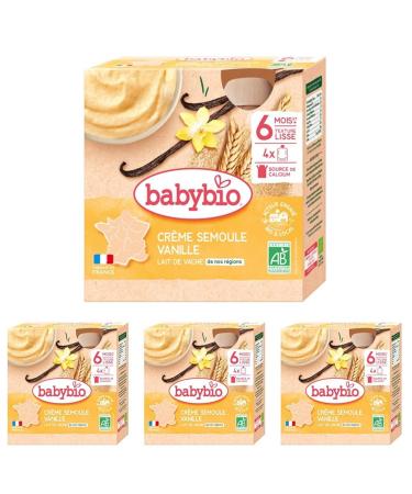 Babybio Gourde Cr me Semoule Vanille 6+ Mois 340 g (Lot de 4) 340g (Lot de 4)