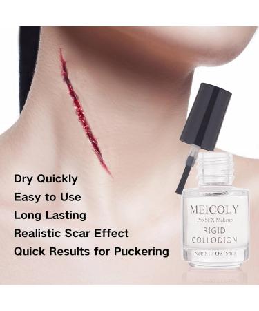MEICOLY Rigid Collodion & Remover Kit - Professional Scar Makeup for Halloween SFX Cosplay & Theater Performance | Liquid Scar Solution with Brush - Buy Online on GoSupps.com