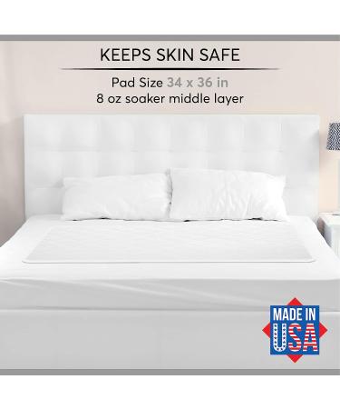 Large Washable Underpads 34 x 36 - Pack of 4 | Heavy Absorbency Bed Pads for Incontinence & Pets | Reusable & Made in USA - Buy Online on GoSupps.com
