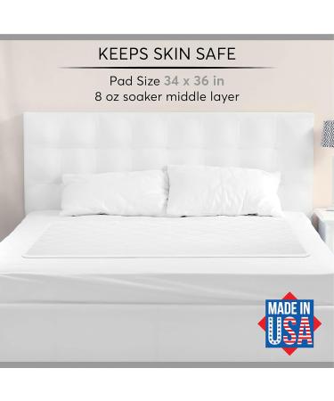 Wave Reusable Washable Underpads Large Bed Pads with Waterproof Backing 34" x 36" for use as Incontinence Bed Pads Reusable pet Pads Great for Dogs Cats Made in The USA (34" x 36" ( Pack 4)) - Buy Online on GoSupps.com