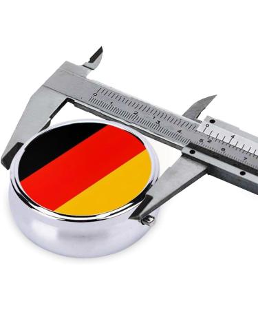 Germany Flag Portable Metal Pill Box - Round Mini 3-Compartment with Hinged Fastening | Ideal for Small Pills & Travel | International Shipping Available - Buy Online on GoSupps.com